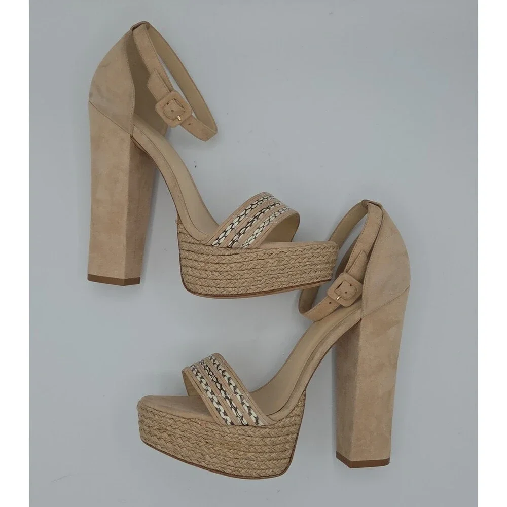 Alexandre Birman Nude Mono Alice Platform Block Heel Sandals Shoes Size 41 US 11